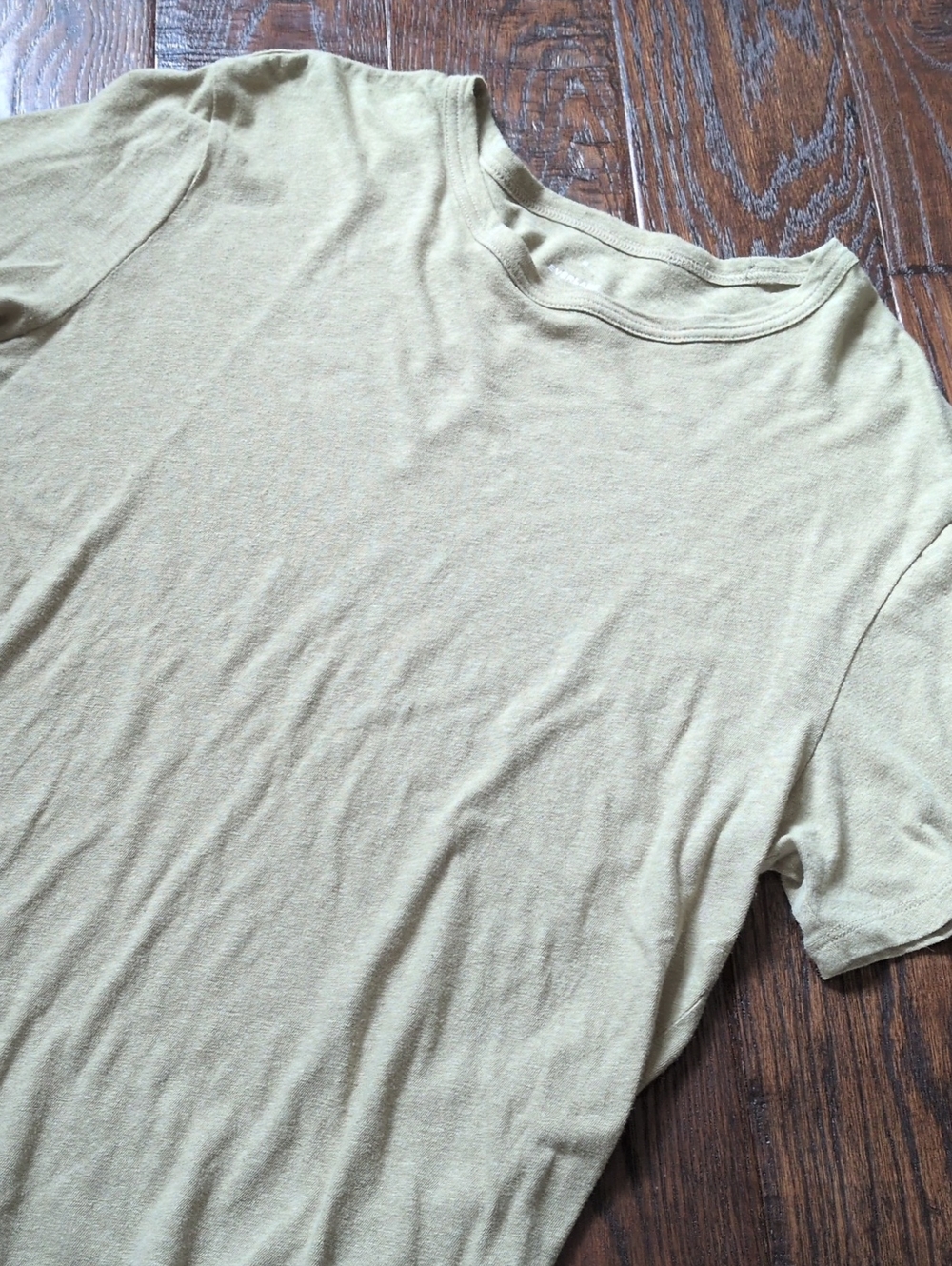 EVERLANE I Pastel Olive Green Linen Cotton Crewneck Tee Shirt Top, M